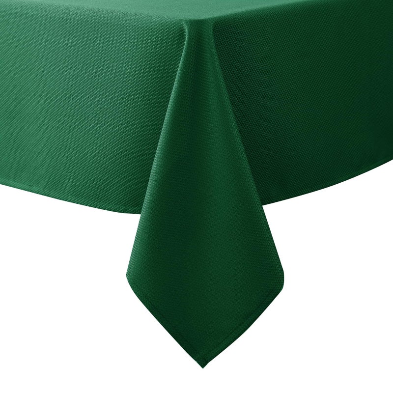 Biscaynebay Textured Fabric Christmas Rectangle Table Cloth 52x70 Inches, Hunter Green Water Resistant Spill Proof Tablecloths for Dining, Kitchen, Wedding and Parties, etc. Machine Washable - Image 1